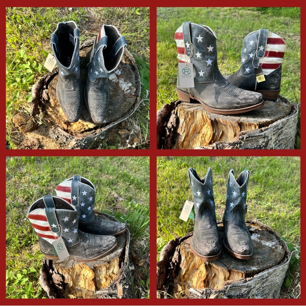 Roper® Women’s American Flag Shorty Cowgirl Boots- Size 10 - USA American Beauty - Picture 9 of 13